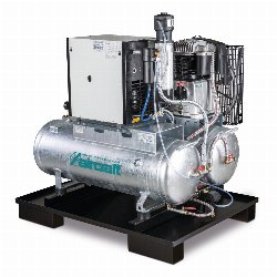 Aircraft - stacjonarna sprężarka tłokowa z 2x 100-litrowymi zbiornikami sprężonego powietrza osuszaczem czynnika chłodniczego filtrem dokładnym odwadniaczem i kondycjonerem AIRPROFI DUO 703 / 2x100 / 10 KK  (2023074)