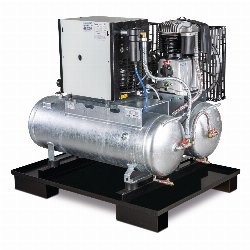 Aircraft - stacjonarna sprężarka tłokowa z 2x 100-litrowymi zbiornikami sprężonego powietrza i osuszaczem chłodniczym AIRPROFI DUO 703 / 2x100 / 10K  (2023073)
